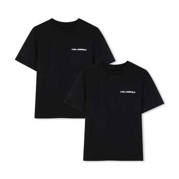 Boys Mini Me Black Logo T-Shirts ( 2 Pack )