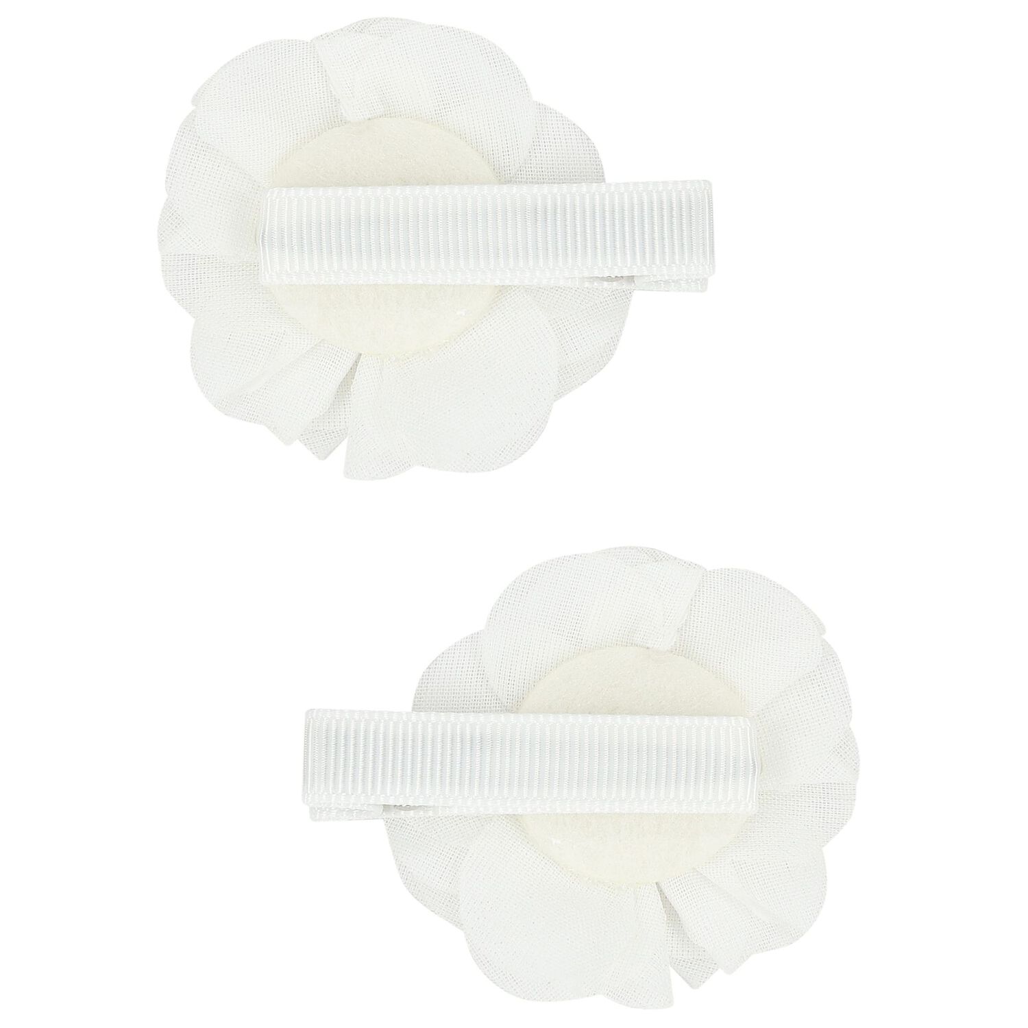 Girls White Flower Hairclips ( 2 Pack ), 1, hi-res