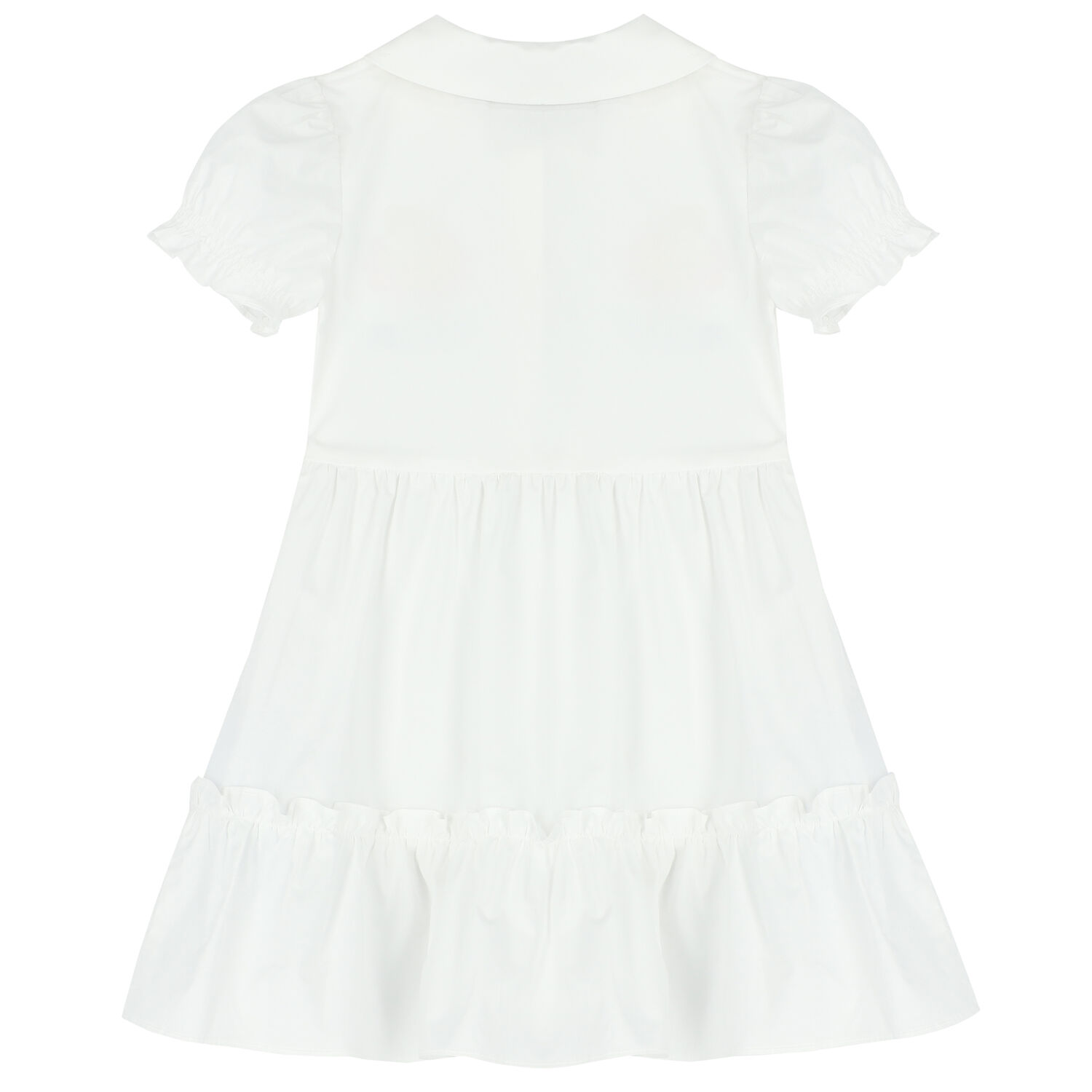 Younger Girls White Teddy Bear Logo Dress, 1, hi-res
