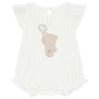 Baby Girls White Teddy Bear Romper Set, 2, hi-res