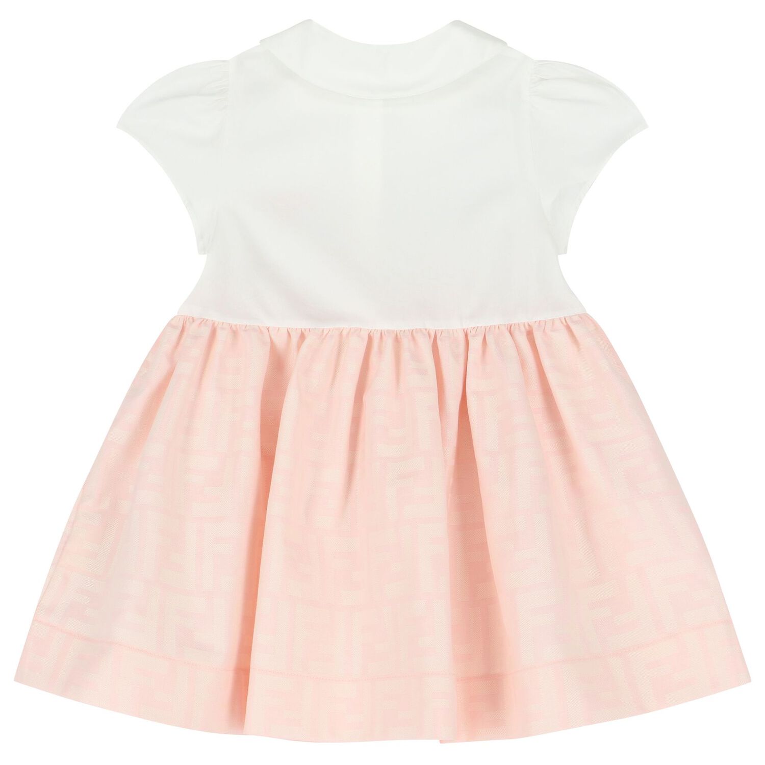 Baby Girls White & Pink FF Logo Dress, 1, hi-res