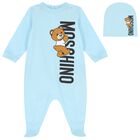 Baby Boys Blue Teddy Bear Logo Babygrow Gift Set, 1, hi-res