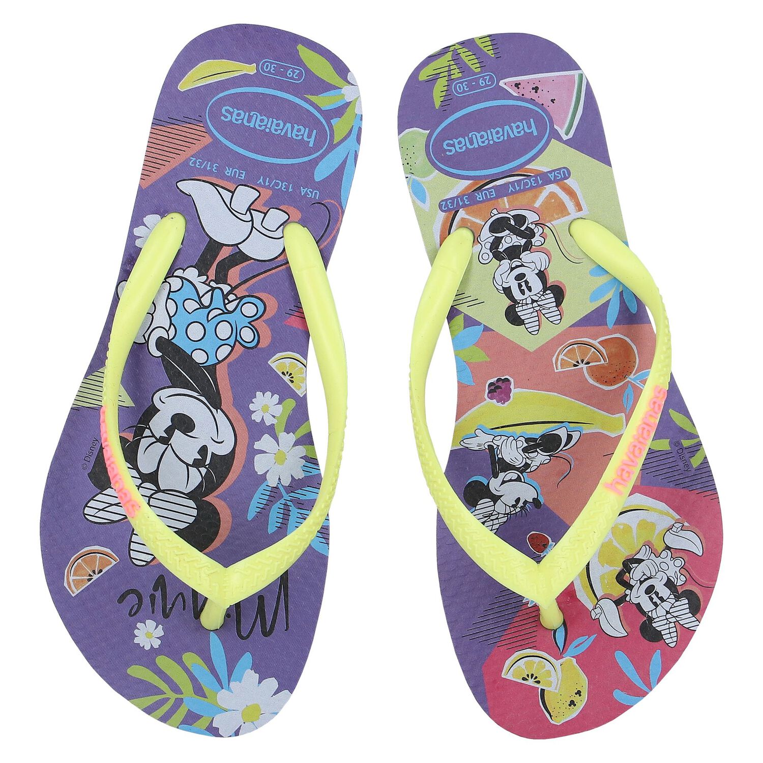 Girls Purple Disney Logo Flip Flops, 1, hi-res image number null