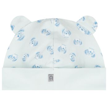 Baby Boys Blue Teddy Bear Logo Hat