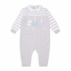 Baby Boys White & Grey Knit Babygrow, 1, hi-res