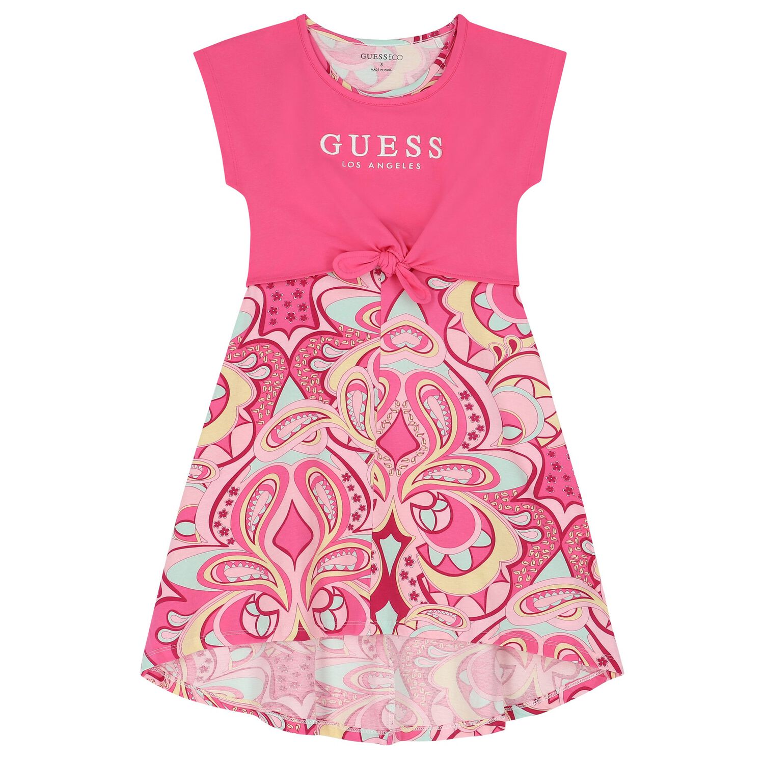 Girls Pink Abstract Logo Dress, 2, hi-res