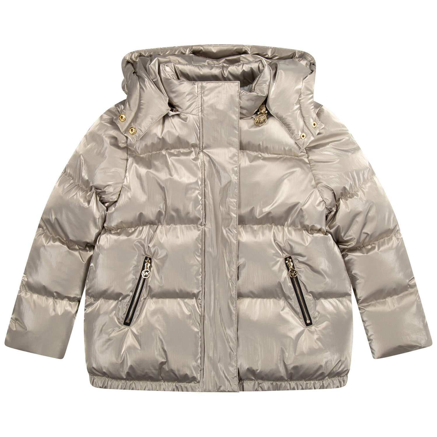 Girls Gold Logo Puffer Jacket, 1, hi-res image number null