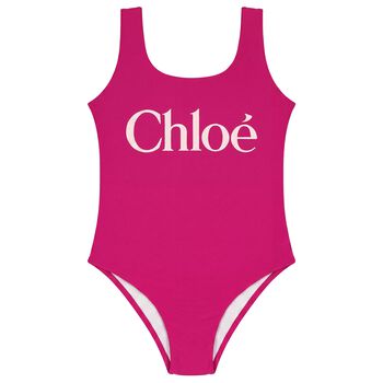 Girls Mini Me Pink Logo Swimsuit