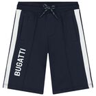 Boys Navy Blue Logo Shorts, 1, hi-res