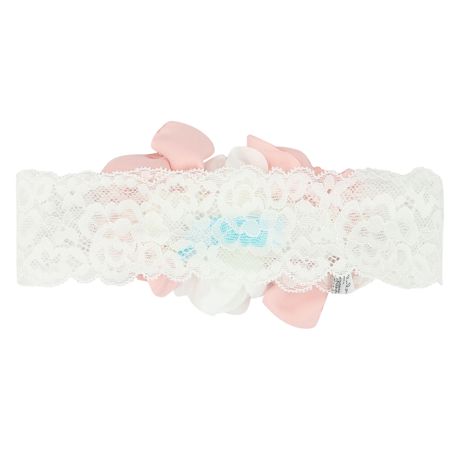 Girls White & Pink Floral Lace Headband, 1, hi-res image number null