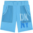 Boys Blue Logo Shorts, 1, hi-res