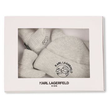 Grey Hat & Bootie Ikonik Karl & Choupette Baby Gift Set