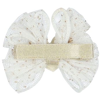 Younger Girls White & Gold Heart Hairclip