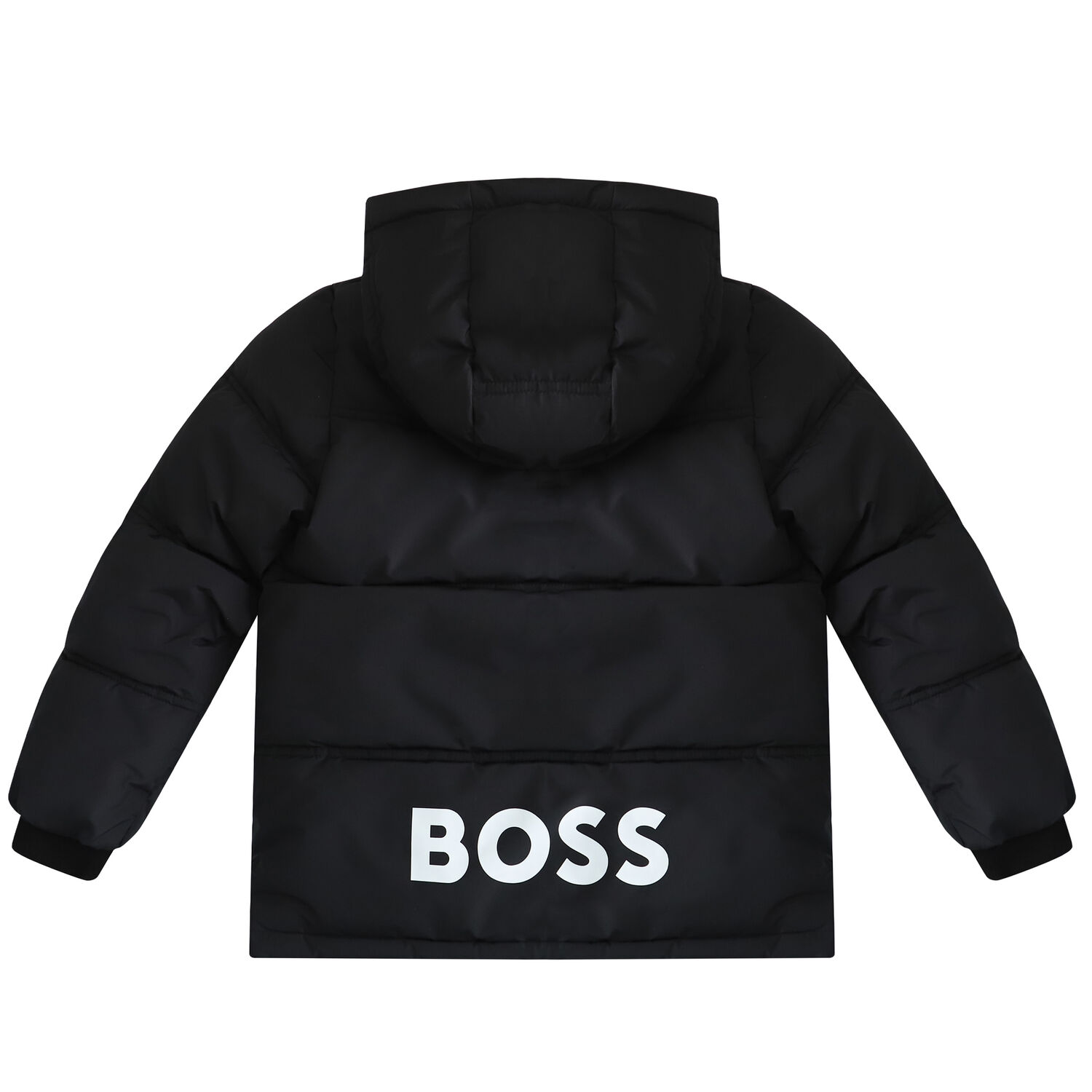 Boys Black Logo Hooded Top, 1, hi-res