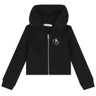 Girls Black Logo Zip Up Top, 1, hi-res