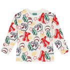 Girls White Varsity Logo Long Sleeve Top, 1, hi-res