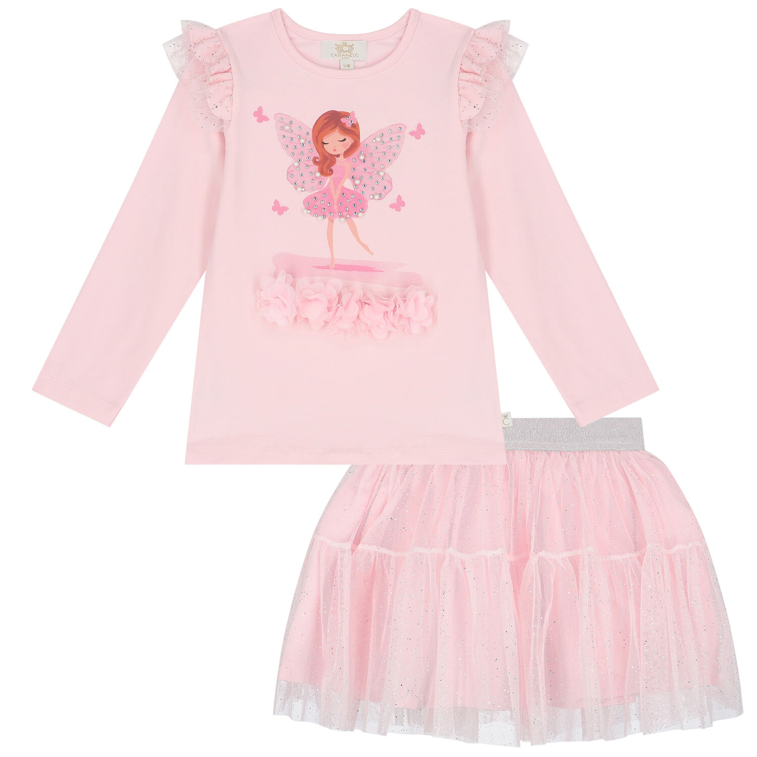 Girls Pink Fairy Tulle Skirt Set, 1, hi-res