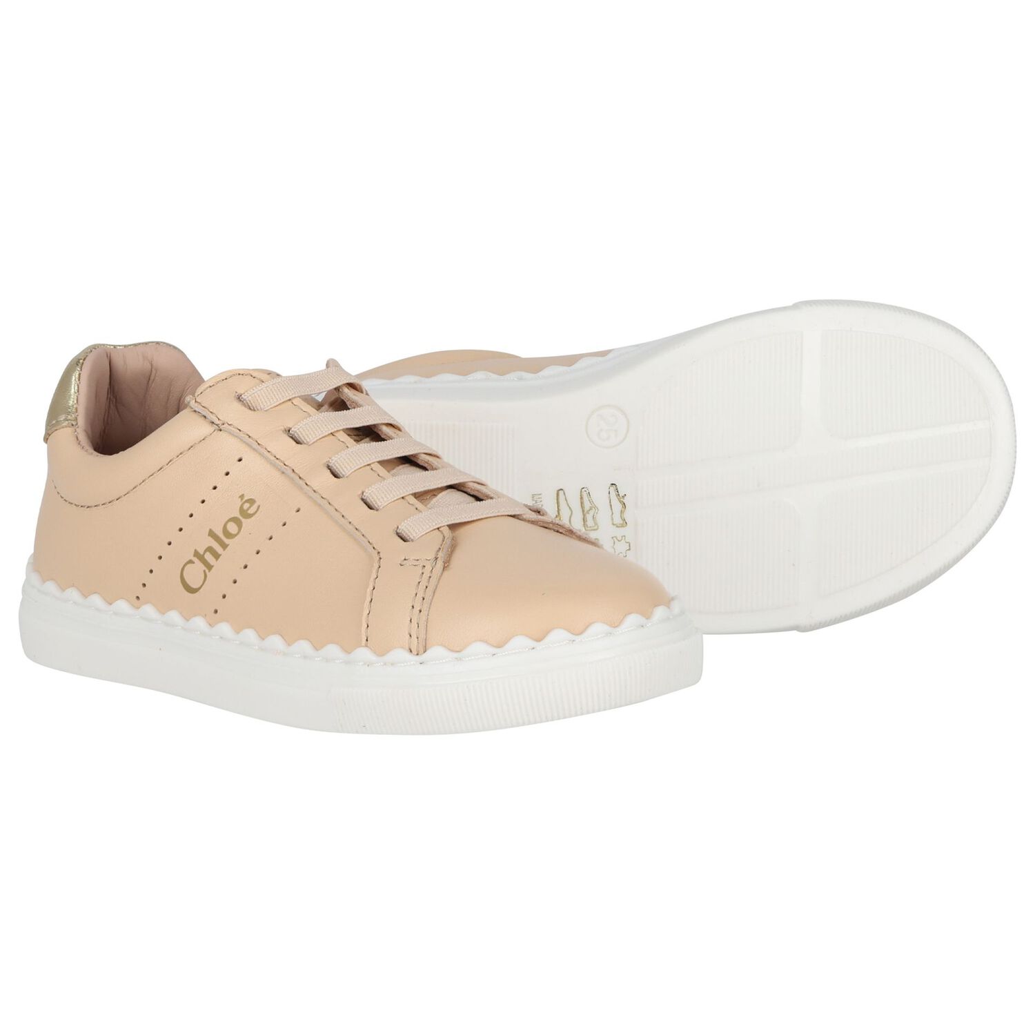 Girls Beige Logo Trainers, 1, hi-res