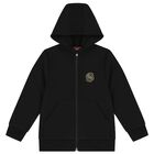 Boys Black Dragon Logo Hooded Top, 1, hi-res