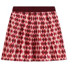 Girls Burgundy & Pink Pleated Skirt, 1, hi-res