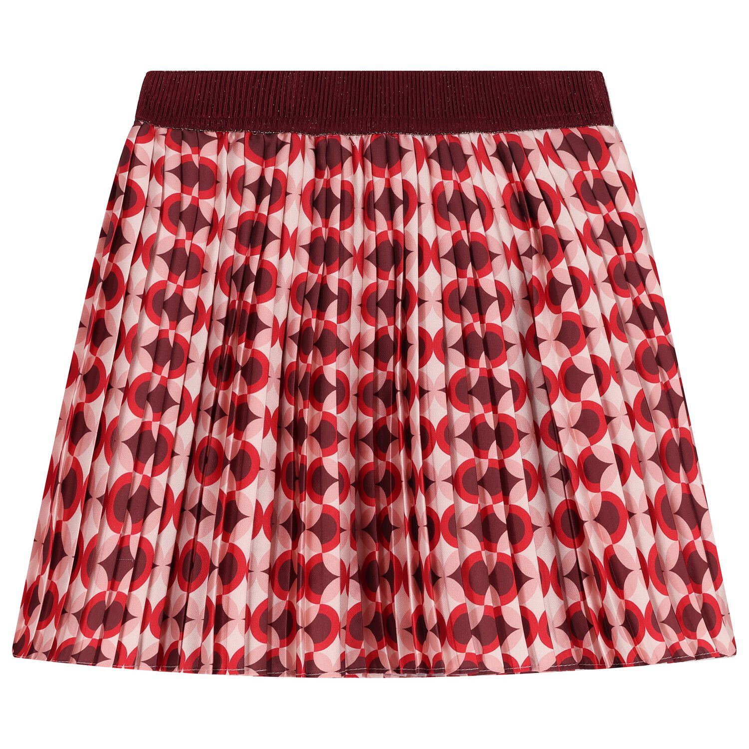 Girls Burgundy & Pink Pleated Skirt, 1, hi-res
