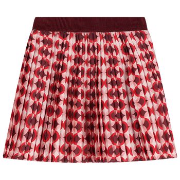 Girls Burgundy & Pink Pleated Skirt