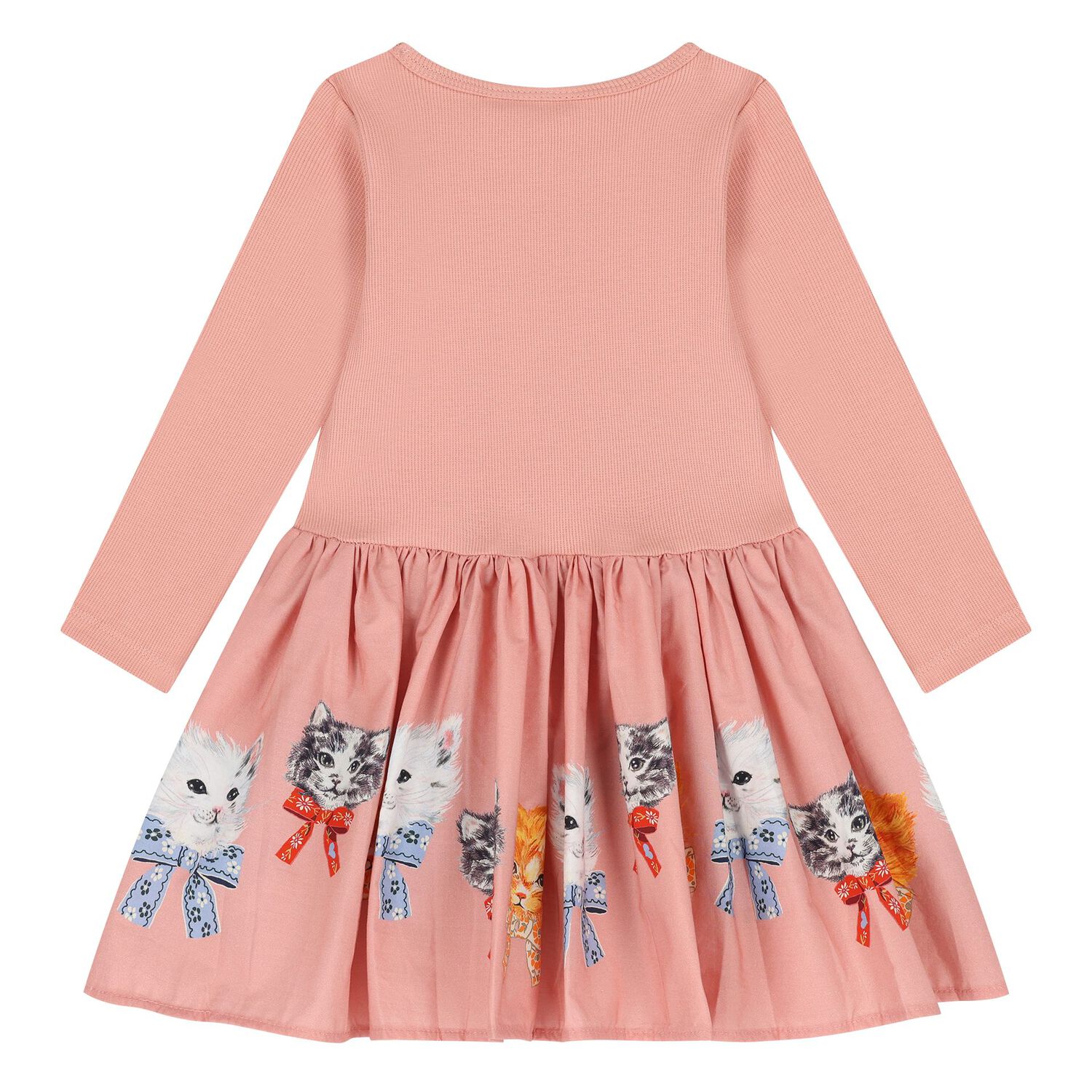 Younger Girls Pink Cat Dress, 2, hi-res