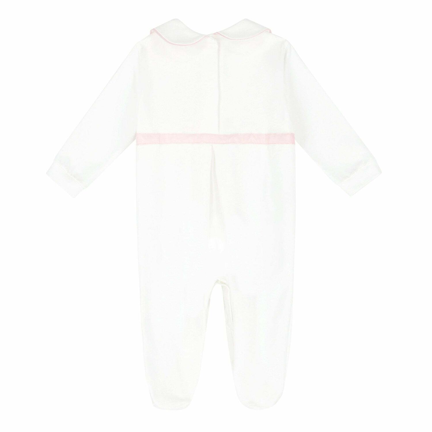 Baby Girls White & Pink Babygrow, 1, hi-res