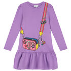 Girls Purple Logo Bag Dress, 2, hi-res