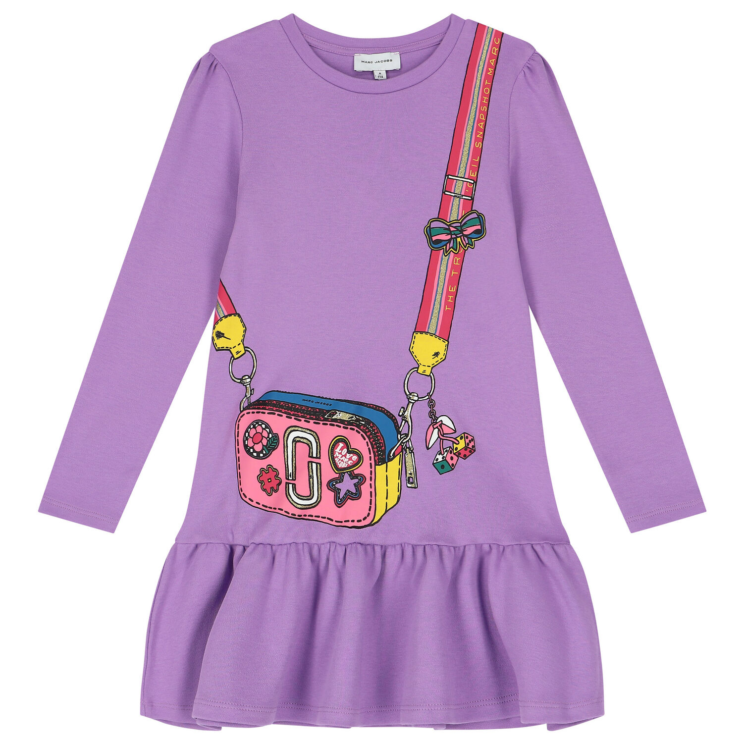 Girls Purple Logo Bag Dress, 2, hi-res