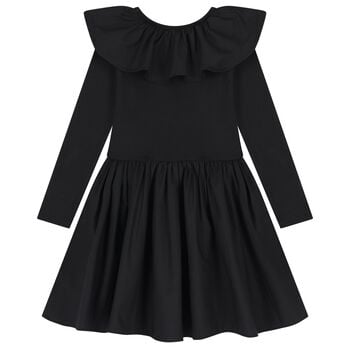 Girls Black Ruffled Dress 