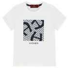Younger Boys White Logo T-Shirt, 1, hi-res