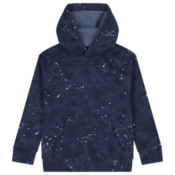 Boys Navy Blue Paint Splatter Hooded Top