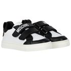 White & Black Teddy Bear Logo Trainers, 1, hi-res