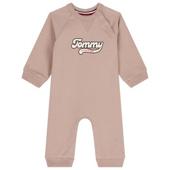 Baby Boys Beige Logo Romper