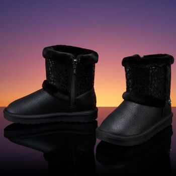 Girls Black Faux Leather Boots