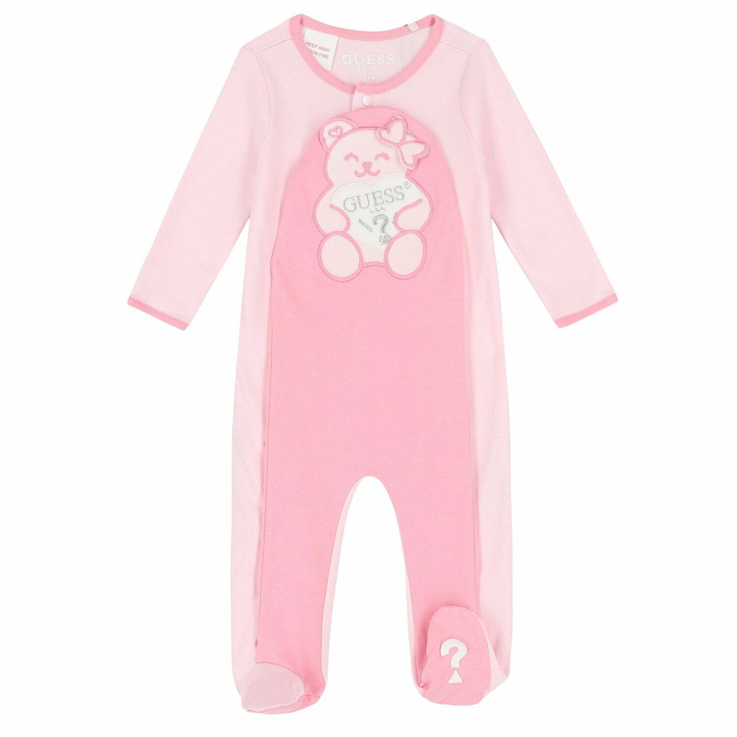 Baby Girls Pink Teddy Babygrow, 2, hi-res