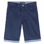 Boys Navy Cotton Shorts, 1, hi-res