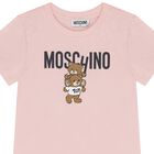 Girls Pink Teddy Bear Logo T-Shirt, 5, hi-res