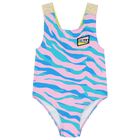 Girls Blue & Pink Logo Swimsuit, 1, hi-res