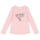Girls Pink Embellished Logo Long Sleeve Top, 2, hi-res
