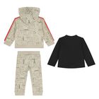 Younger Boys Beige & Black Tracksuit Set (3 Piece), 1, hi-res