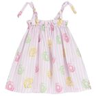 Girls White & Pink Striped Donuts Beach Dress, 2, hi-res