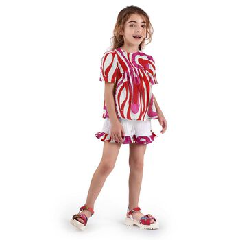 Girls White Fontane Print Shorts