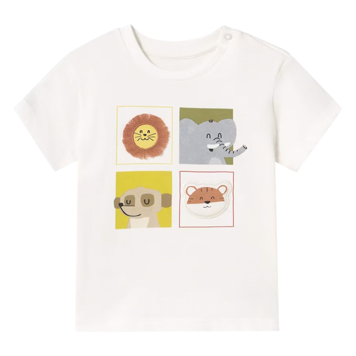 Younger Boys Ivory Jungle T-Shirt, 1, hi-res