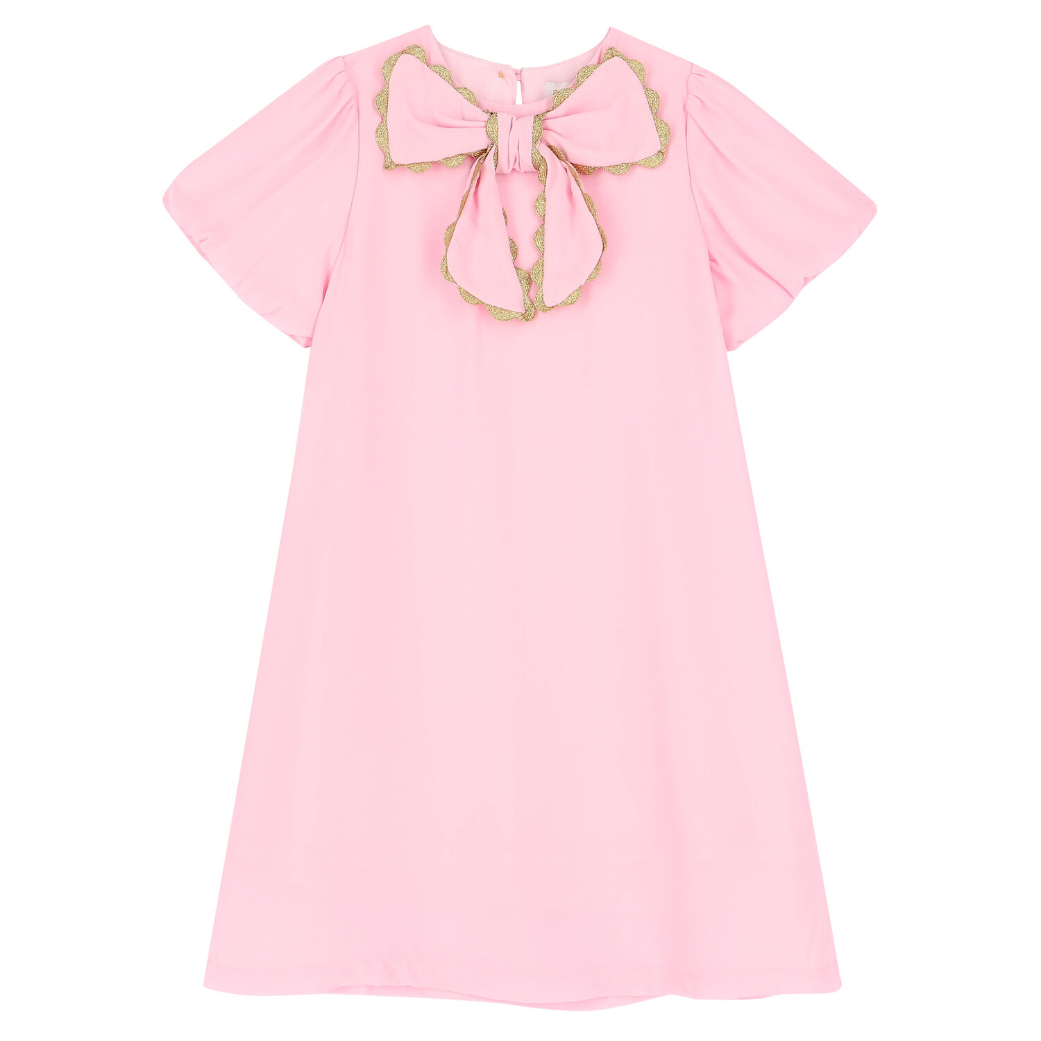 Girls Pink Bow Dress, 1, hi-res