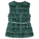 Girls Green Faux Fur Gilet, 1, hi-res