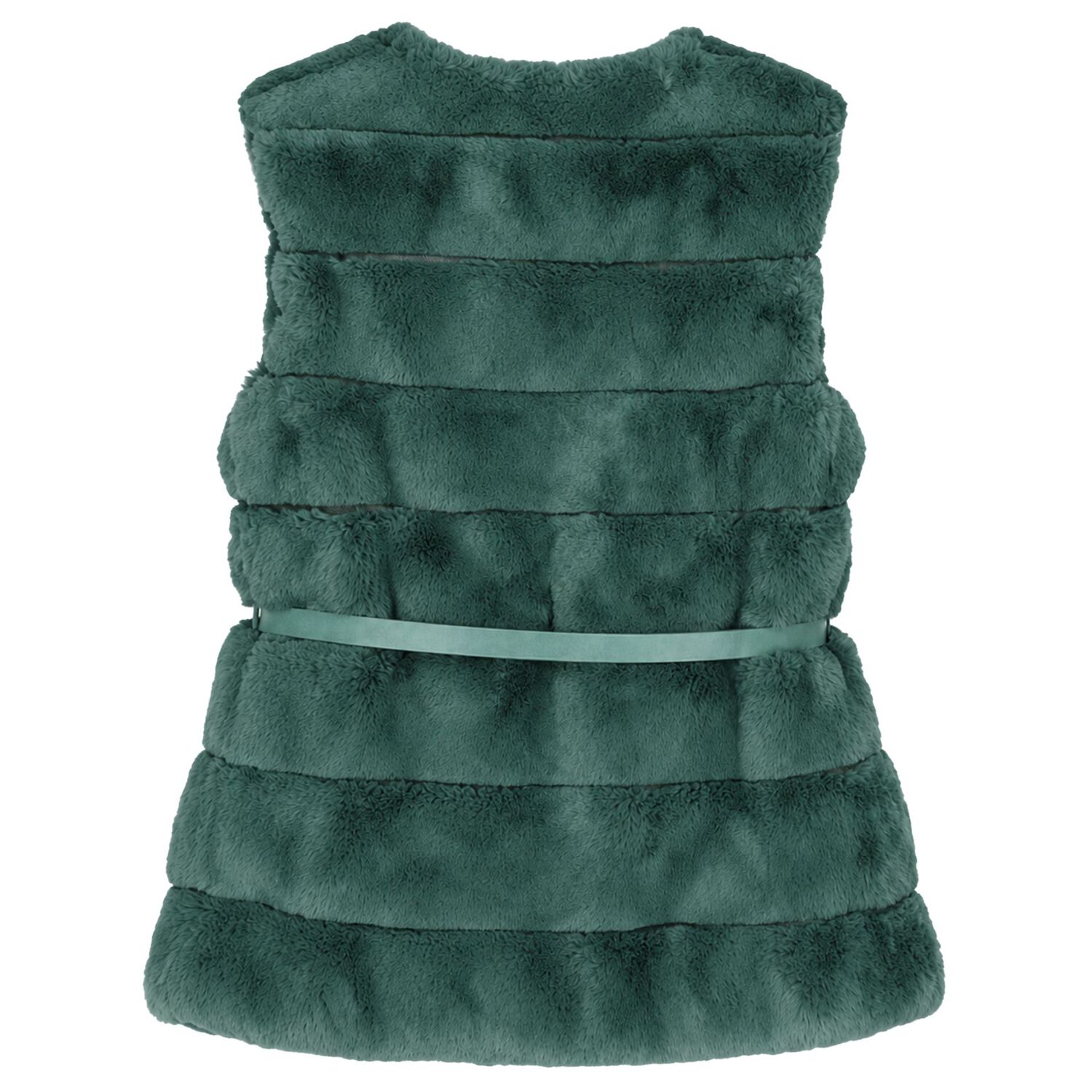 Girls Green Faux Fur Gilet, 1, hi-res