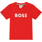 Younger Boys Red Logo T-Shirt, 4, hi-res