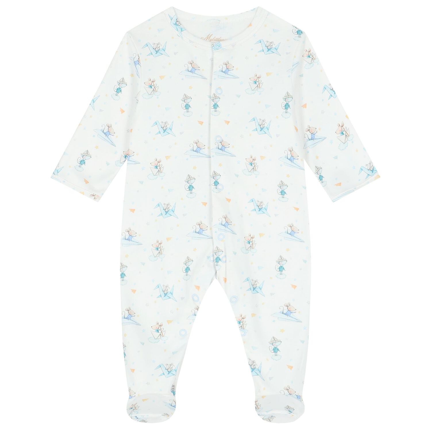 Baby Boys White Cute Mouse Babygrow Set, 1, hi-res